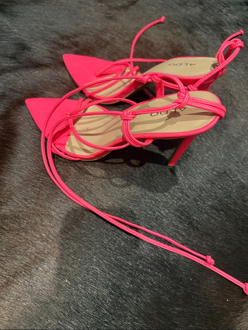 ALDO Hot Pink Lace-Up Pointed Toe Stiletto Heels
